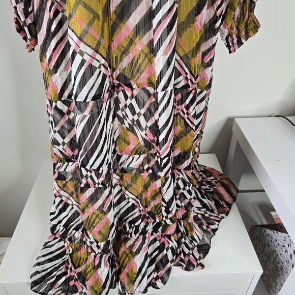 Marie Oliver Venus Caftan Silk Blend Maxi Dress Zebrawood Print XL Long Sleeve - Picture 8 of 16